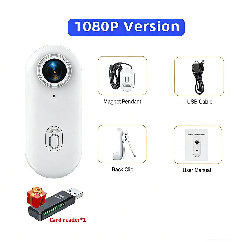 Mini 4K Pocket Magnetic POV Vlog Cam Portable Body Chest Recorder Wireless WiFi Waterproof Action Camera Helmet Bicycle Sports