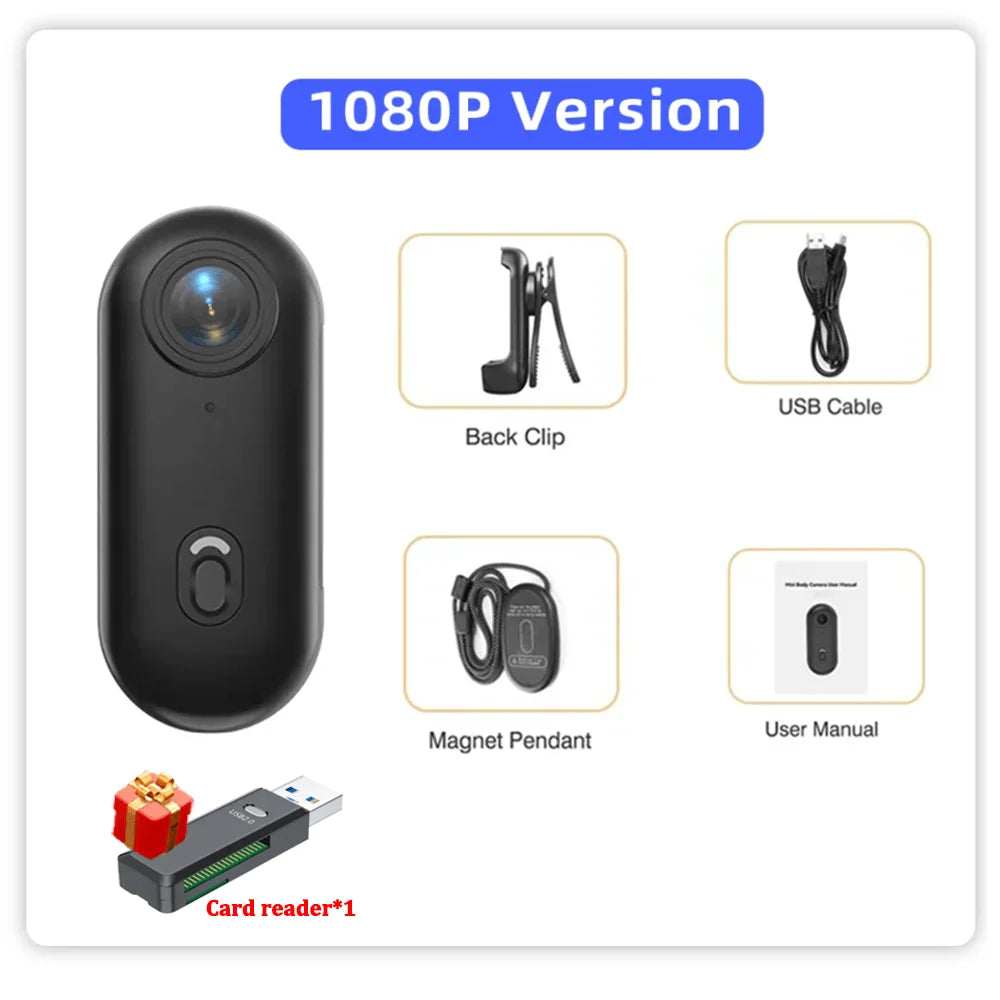 Mini 4K Pocket Magnetic POV Vlog Cam Portable Body Chest Recorder Wireless WiFi Waterproof Action Camera Helmet Bicycle Sports
