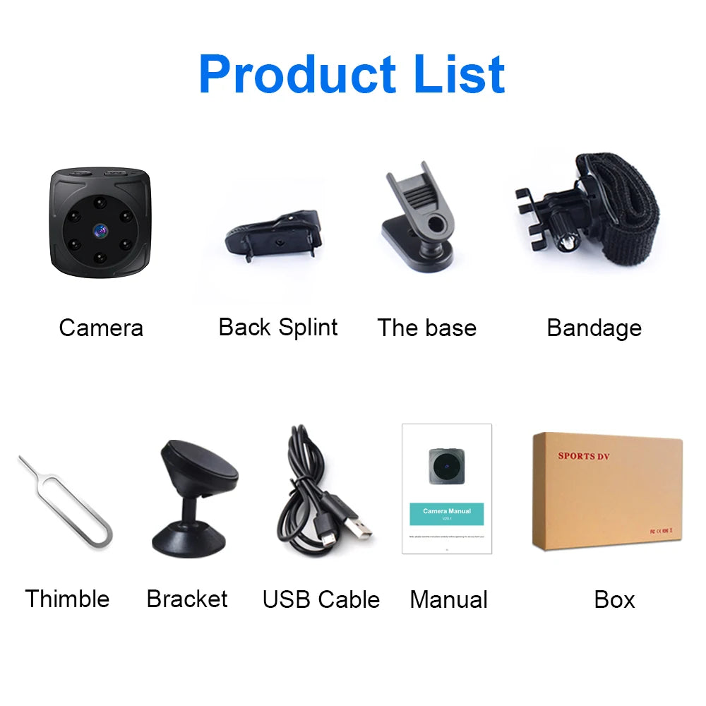 Mini Camera 1080P HD Night Vision Video Recorder Wide Angle Motion Detection Magnet Loop Recording camera