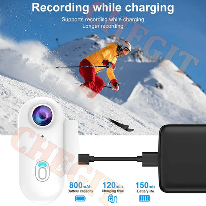 Mini 4K Pocket Magnetic POV Vlog Cam Portable Body Chest Recorder Wireless WiFi Waterproof Action Camera Helmet Bicycle Sports