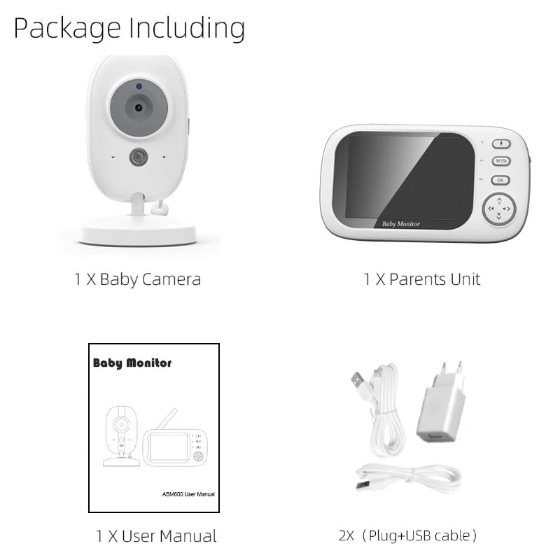 Ready 3.5 Inch Wireless Baby Monitor Smart Video Camera Night Vision Temperature Detection Two Way Audio Intercom Home Safety Na